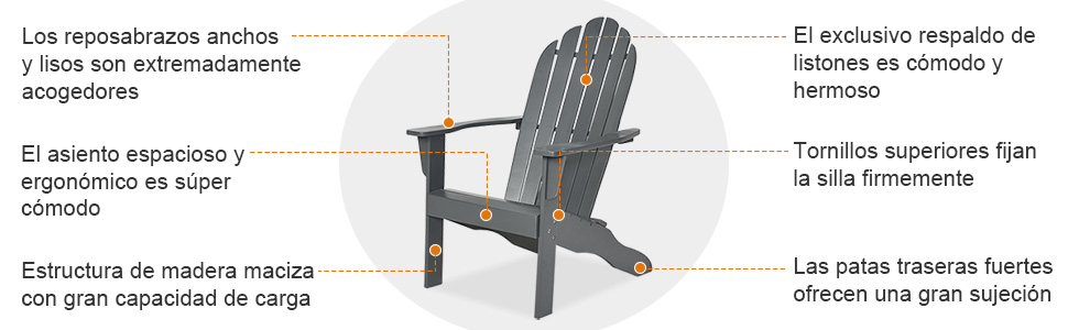 silla Adirondack de madera