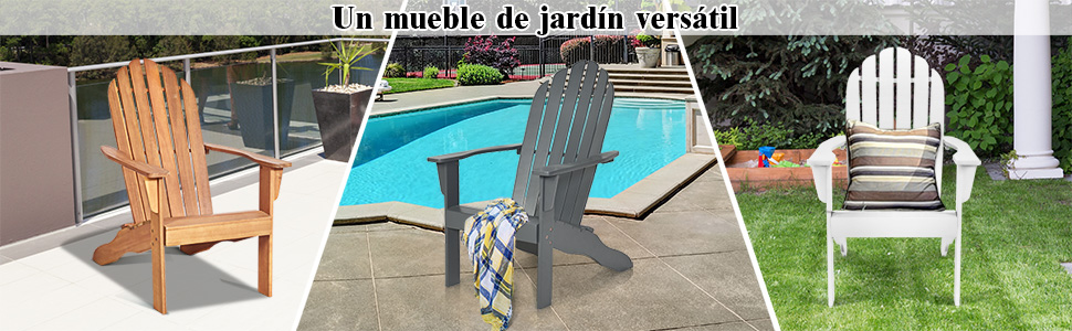 silla Adirondack de madera blanca