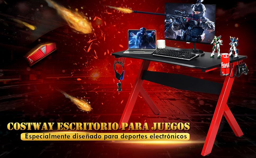 Escritorio gaming con gancho para cascos