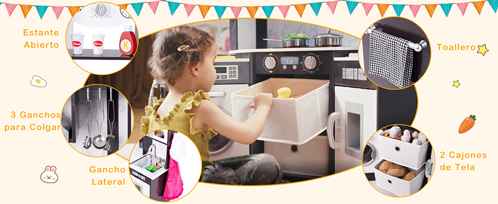 Cocina de madera con accesorios