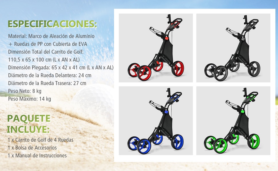 carrito de golf de empujar y tirar