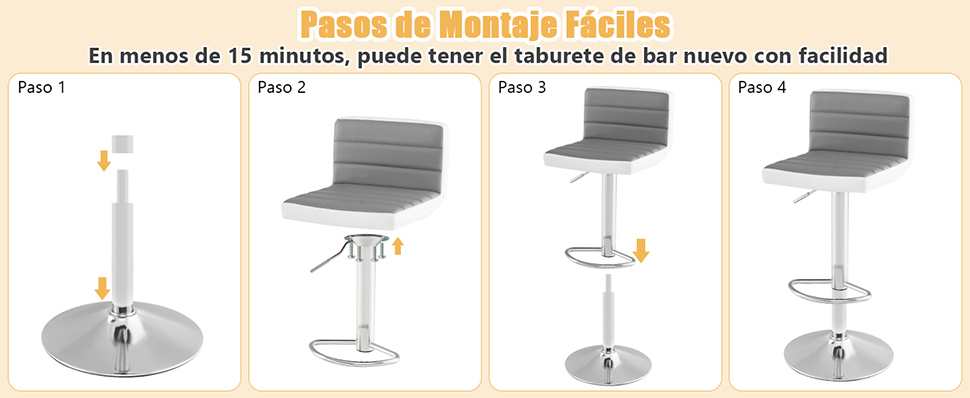 taburete de bar moderno con base antideslizante