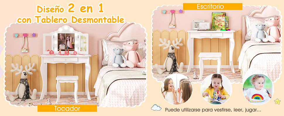 Mesa tocador infantil con luces LED