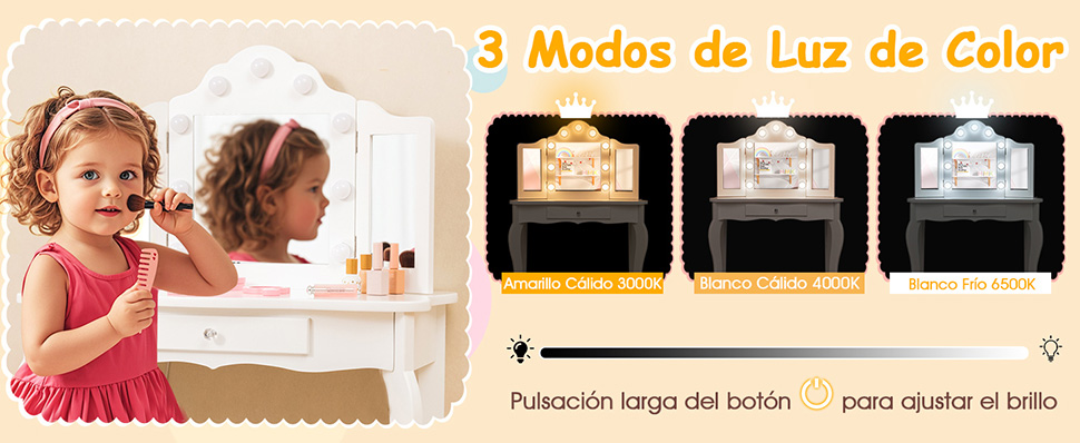 Espejo maquillaje 3 colores ajustable