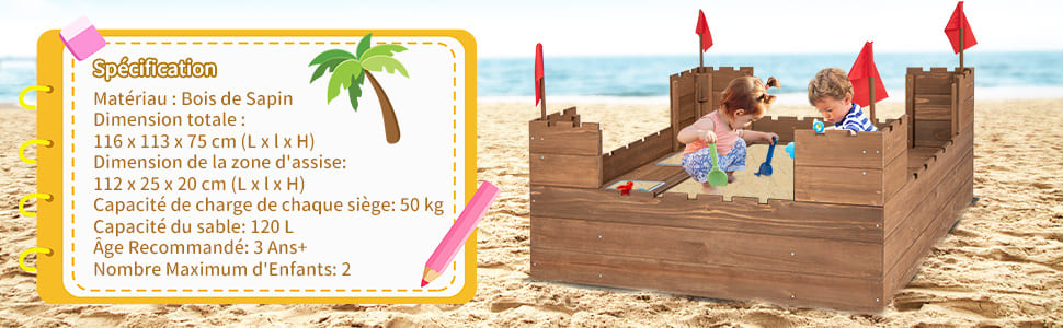 bac à sable avec banc