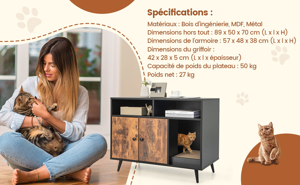 Enceinte de bac à litière pour chat