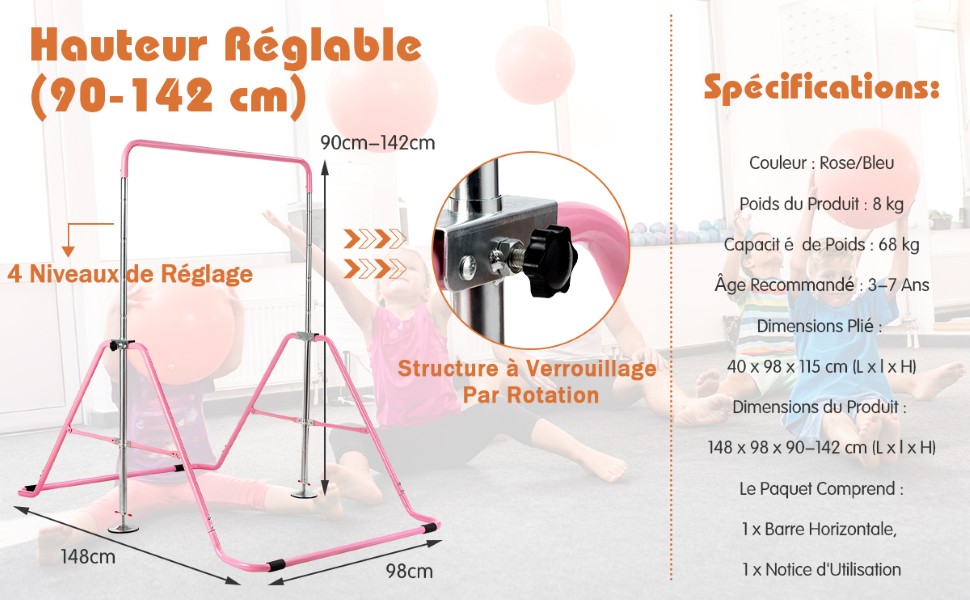 barre-extensible-gymnastique-avec-tapis-antiderapants