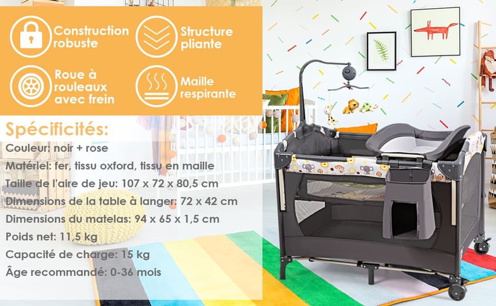 aire de jeux pour bébé avec berceau