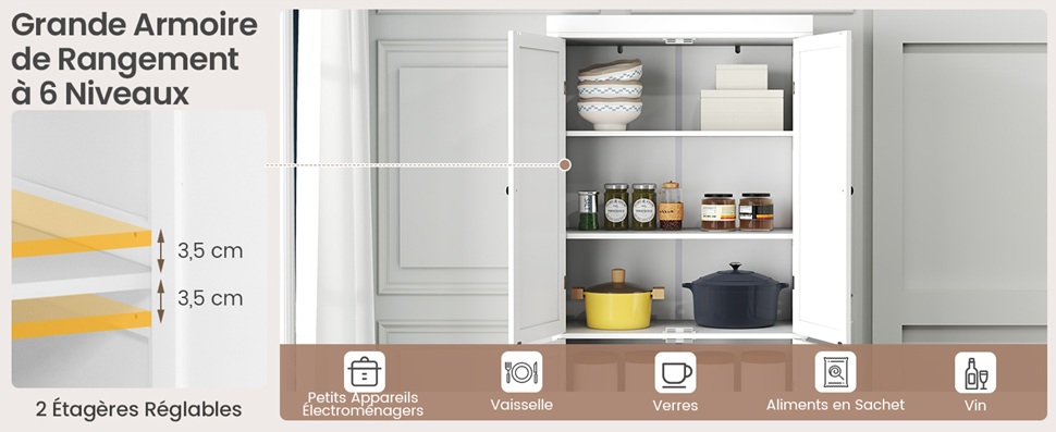 Armoire de Rangement 4 Portes 2 Tiroirs - Kit-M