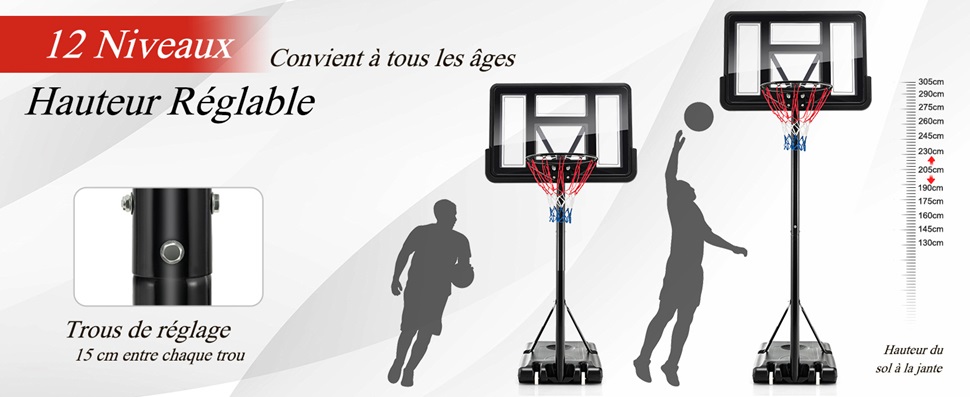 draagbaar basketbalbord en -rand