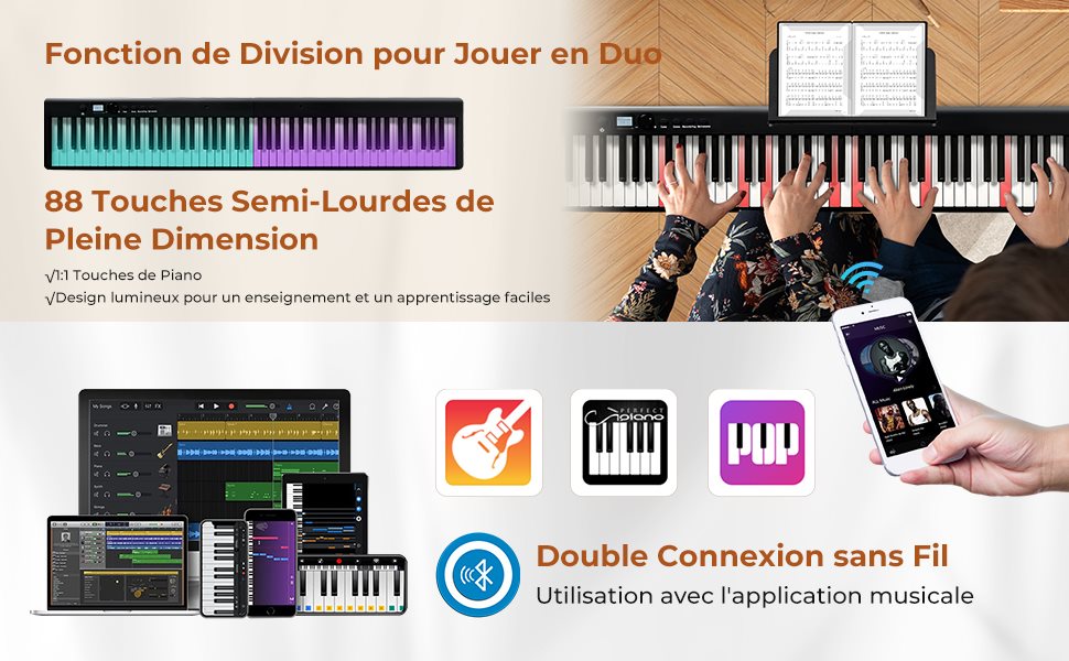 piano numérique domestique pleine grandeur