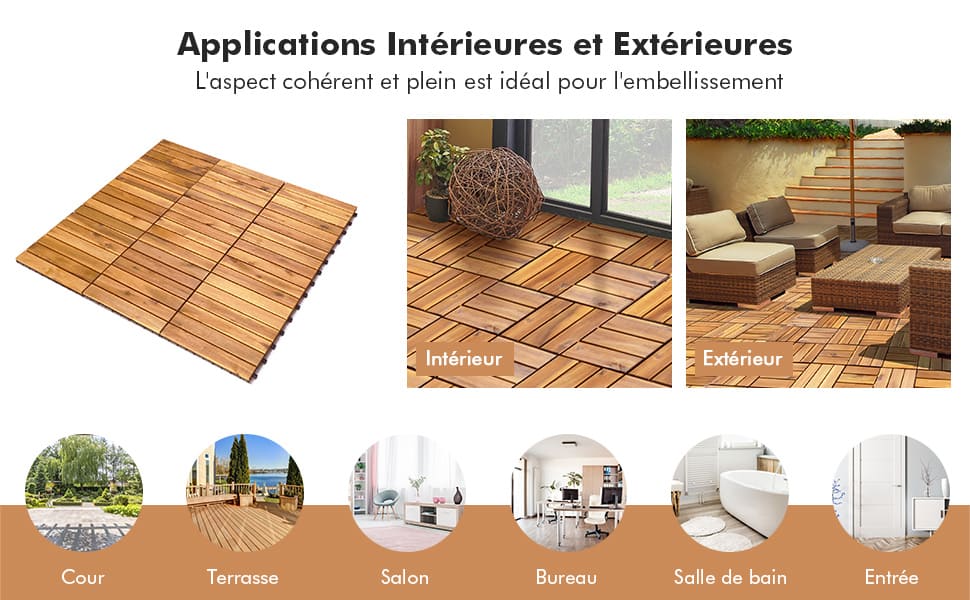 27 pièces de carreaux en bois dur