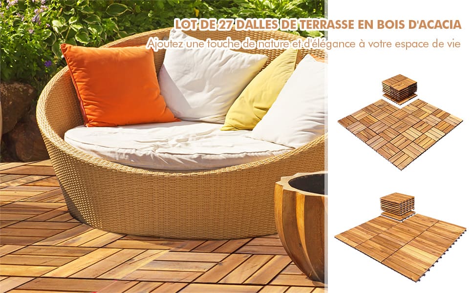 carreau de terrasse en bois d'acacia