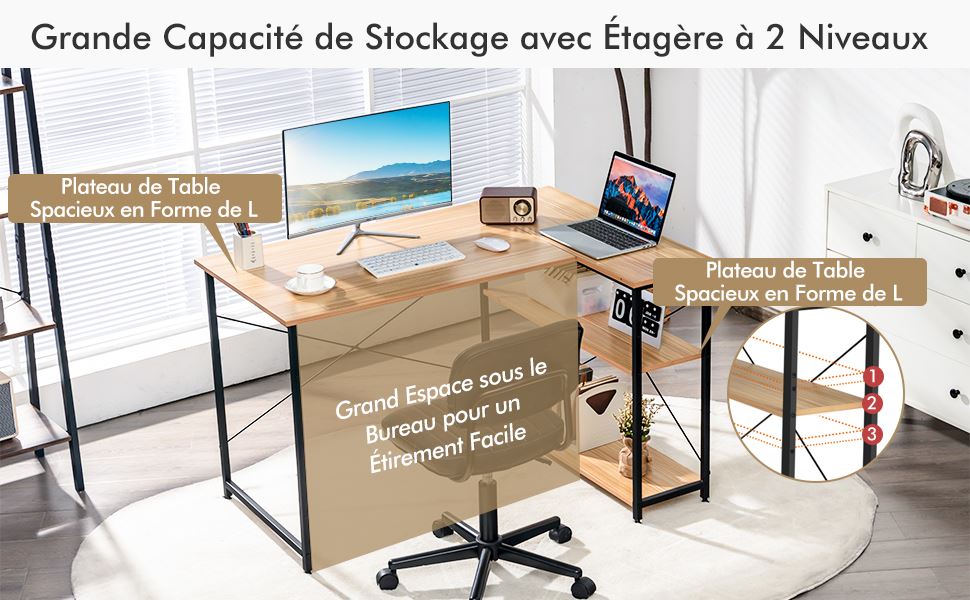 bureau-d'ordinateur-en-coin-en-forme-de-L-reversible
