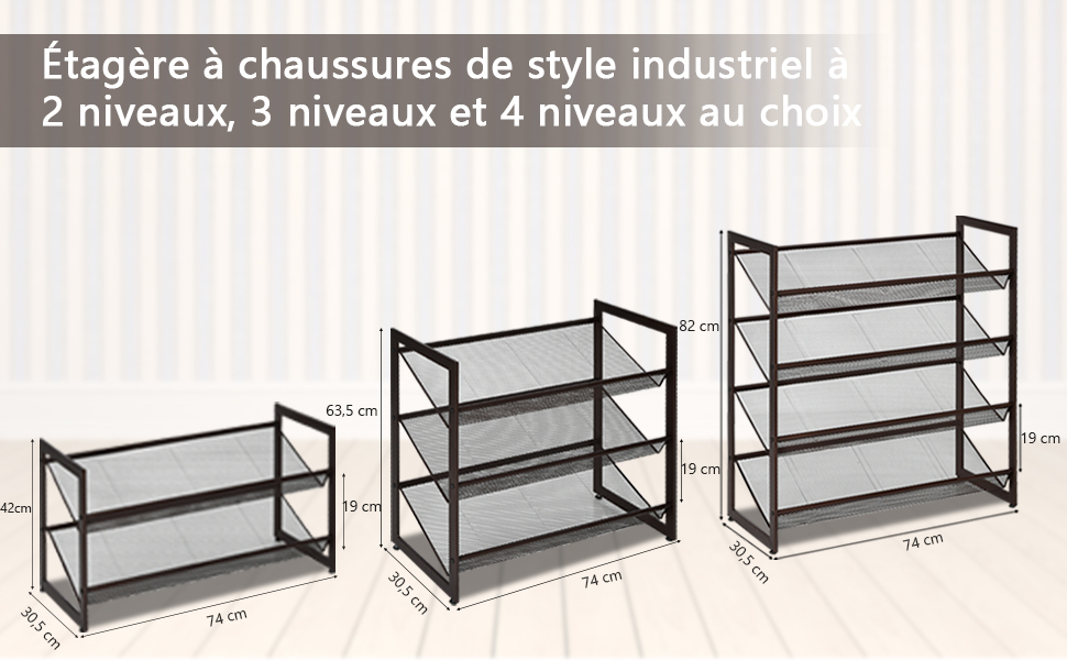 Schoenenrek in industriële stijl