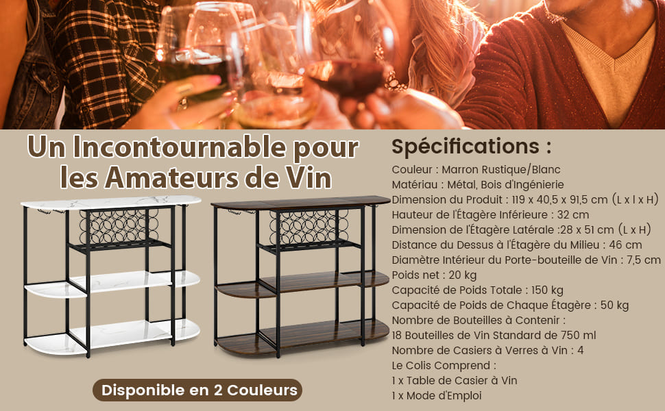 table de bar autoportant