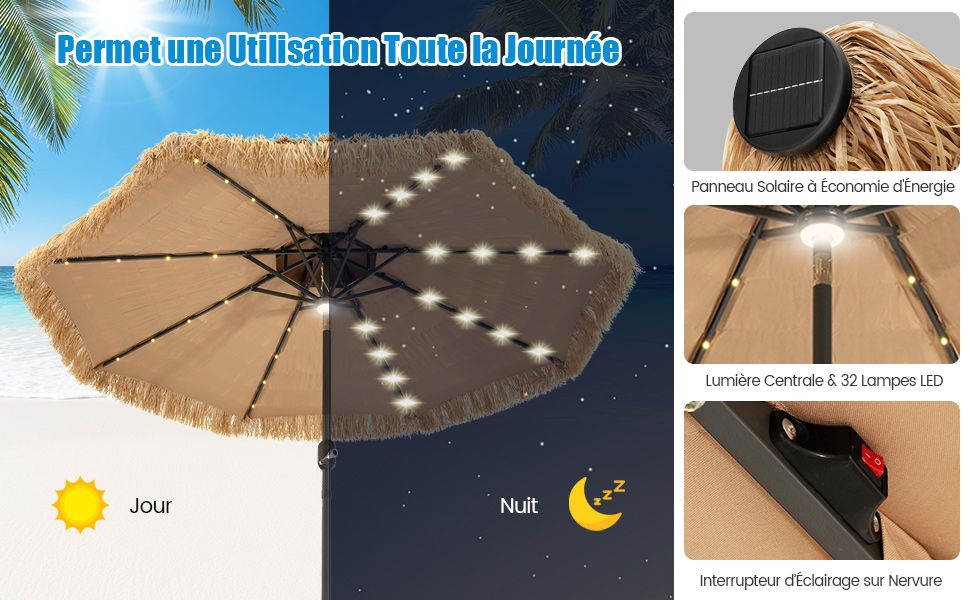 Hawaiiaanse parasol met lampjes