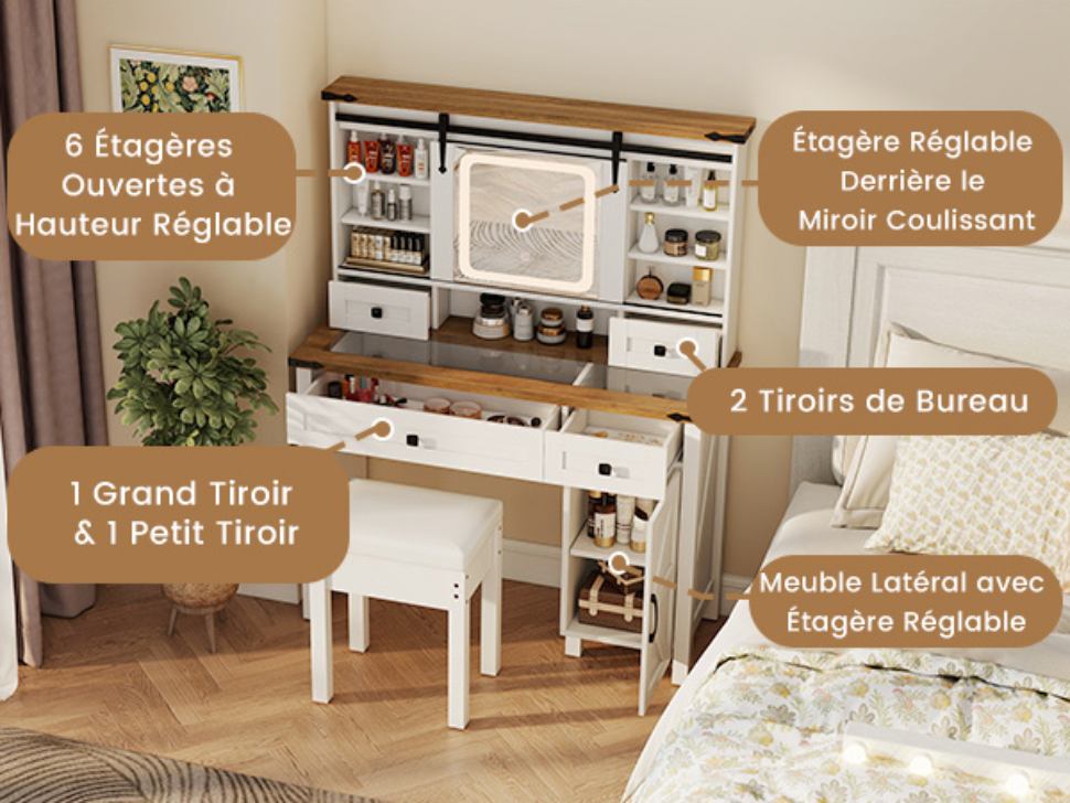 coiffeuse-avec-tiroirs-caches-et-ouverts-et-etageres-reglables