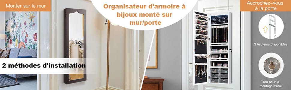 armoire à bijoux avec miroir