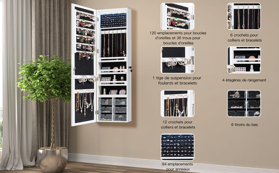 armoire à bijoux led