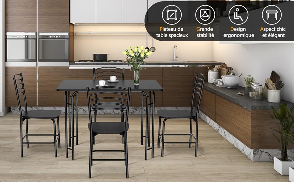 table-de-cuisine-et-chaises-pour-4-personnes