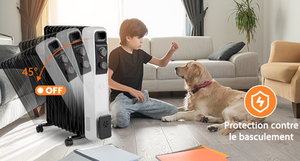 radiateur électrique portable avec 3 réglages de chaleur