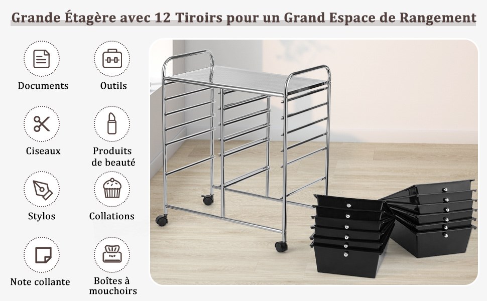 Chariot de 12 tiroirs