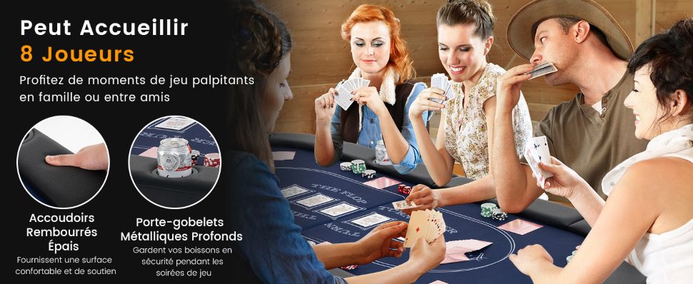 table-de-blackjack-Texas-Hold'em-avec-rebords-rembourres