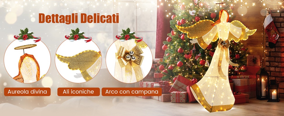 Presenta un'aura divina e grandi ali
