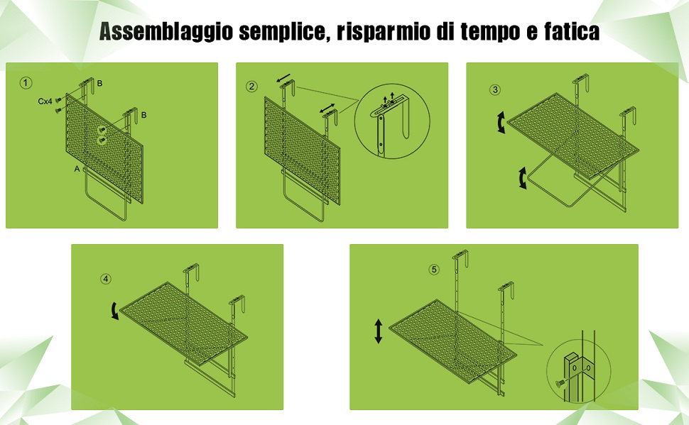 Mensola di ferro appesa e pieghevole
