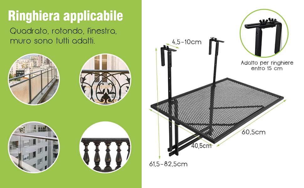 Tavolino pieghevole appeso da esterno