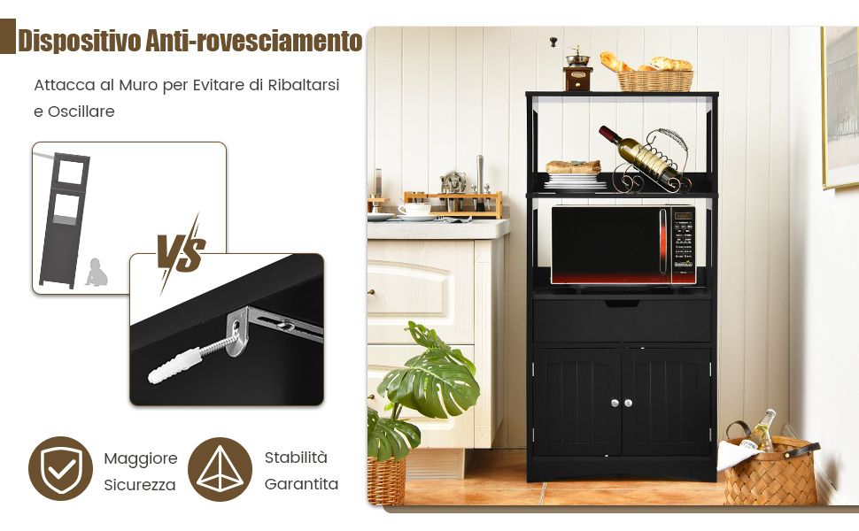 Tangkula Armadio A Colonnina Bagno Con Cassetto E Mensola - 61x33x121,9 Cm, Bianco, 2 Ripiani Aperti E Anta, Mobile Alto Autoportante