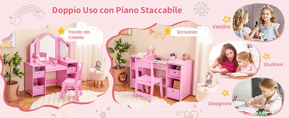 Dotato di 3 Specchi Trasparenti