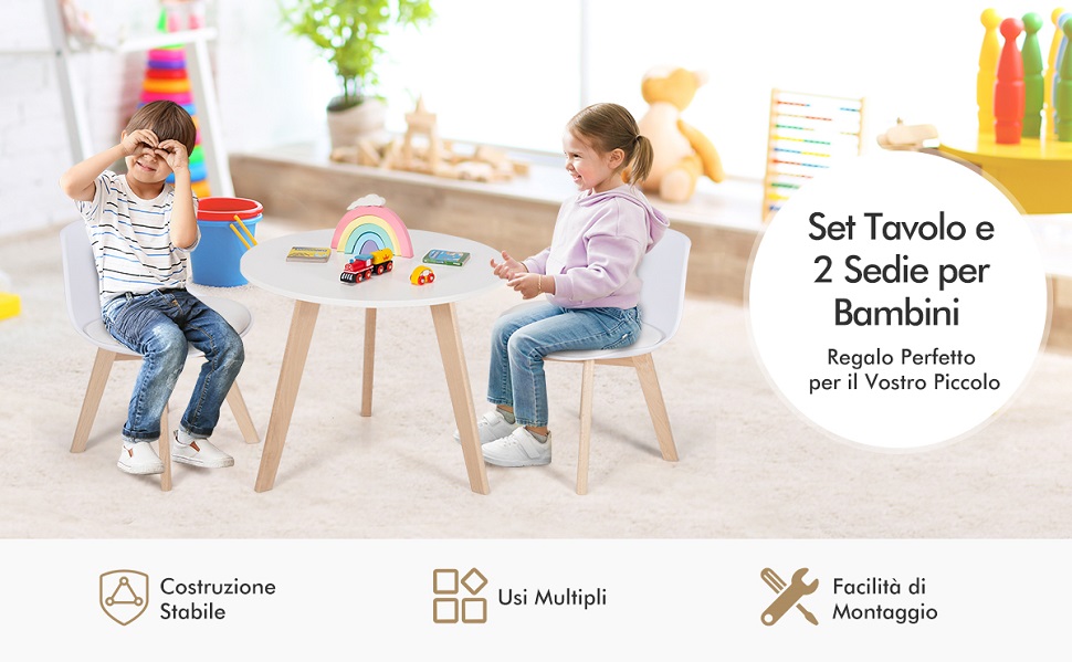 Set Tavolo e Sedie Bambini Multifunzione