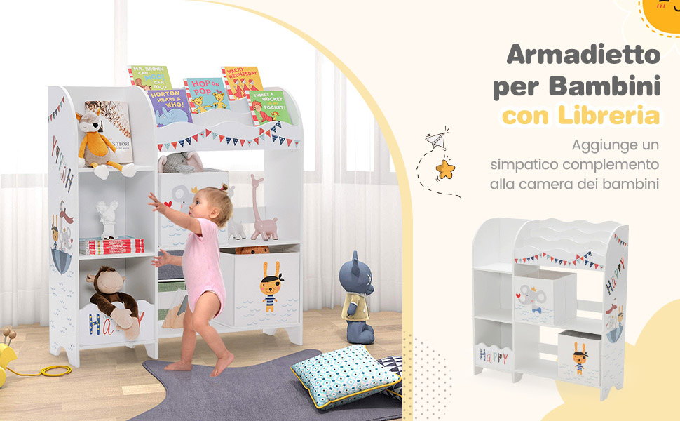 Armadio a 3 livelli con 5 scompartimenti e 2 cassetti
