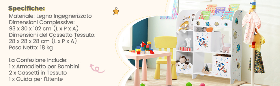 Organizer giocattoli per bambini