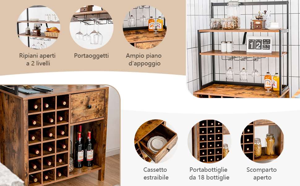 Portabottiglie impilabile portabottiglie in legno da 20 bottiglie per armadietto scaffale per vino a 4 livelli Stand Bar sala da pranzo soggiorno portabottiglie in legno  15