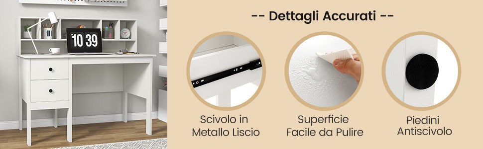 JOISCOPE Scrivania per Computer, Scrittoio con 2 Ripiani a Sinistra o