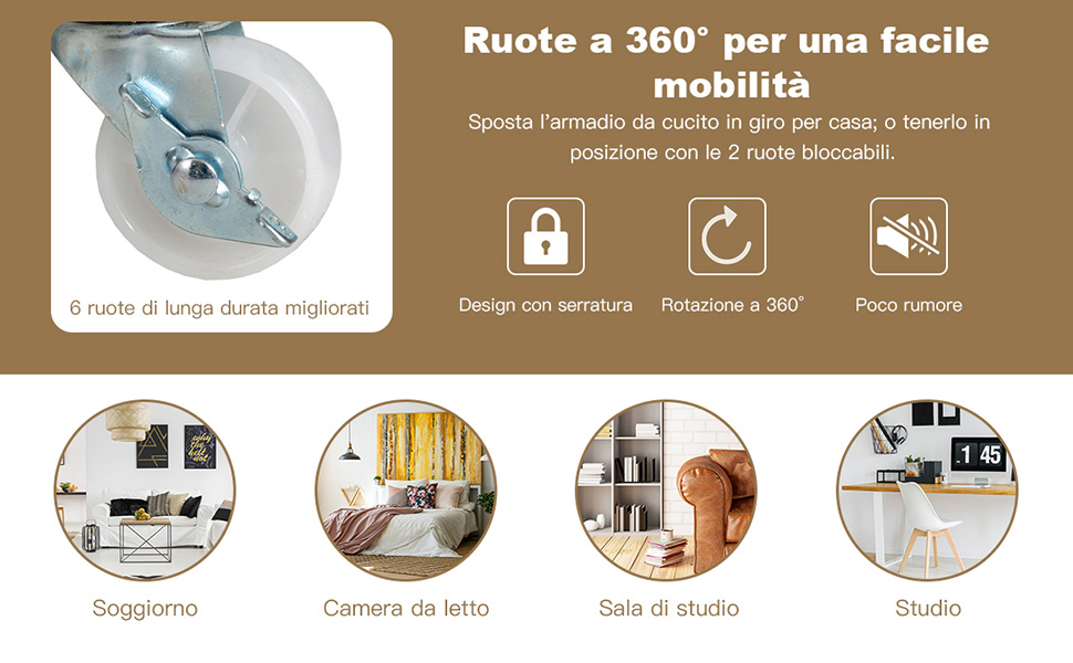 Tangkula Tavolino girevole a 360°, tavolino mobile brevettato con
