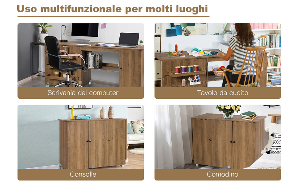 Tavolo multiuso con ruote