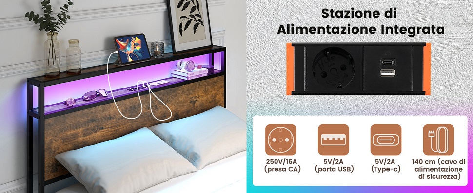 Yaheetech Rete Letto Matrimoniale 160 cm × 200 cm Senza Testiera Altezza 36 cm con Contenitore Sotto il Letto a Piattaforma in Metallo Nero