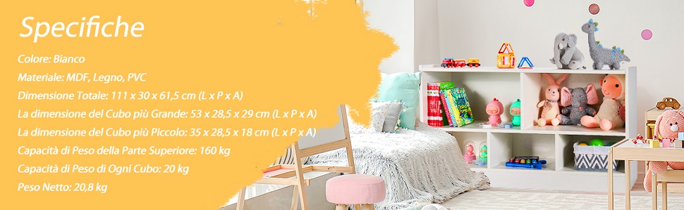 Scaffale con cubi per bambini
