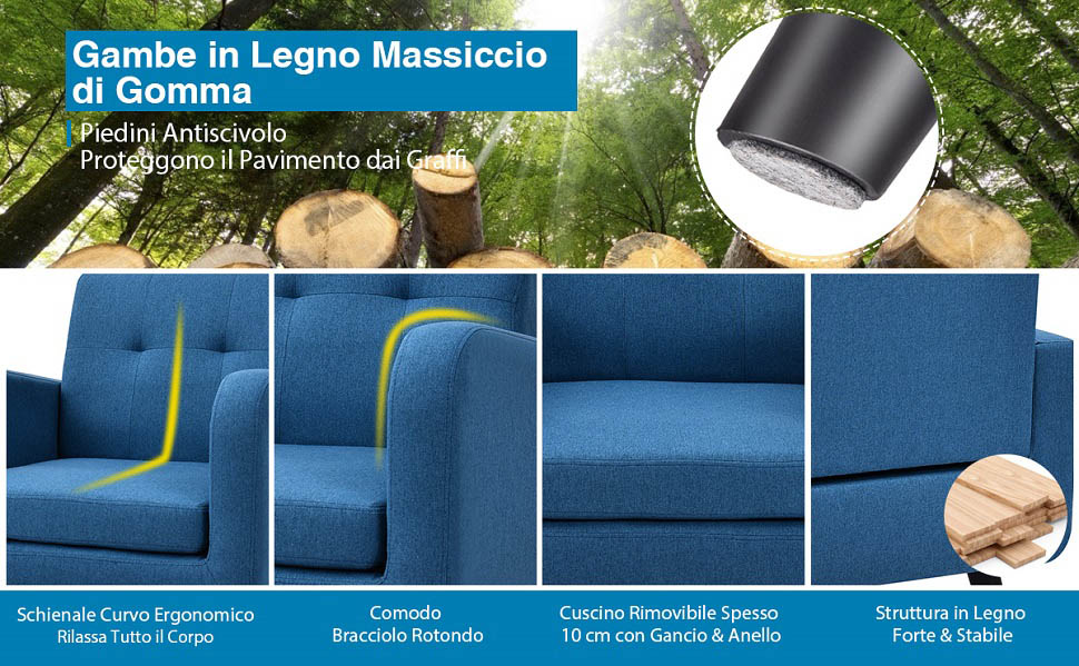 Poltrona in tessuto di lino per soggiorno