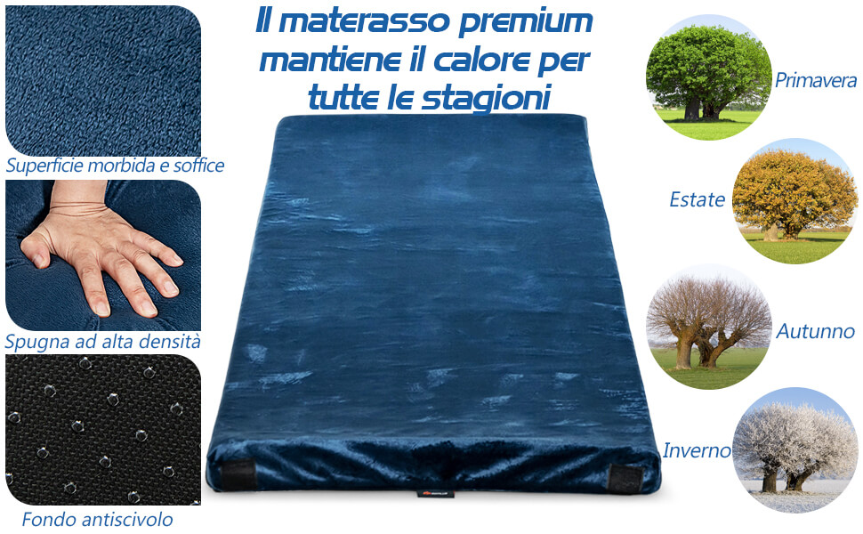 Materasso Da Campeggio In Memory Foam 7.6cm | Impermeabile E Arrotolabile, Singolo/Doppio Blu