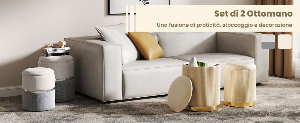 Set di pouf impilabili da 2