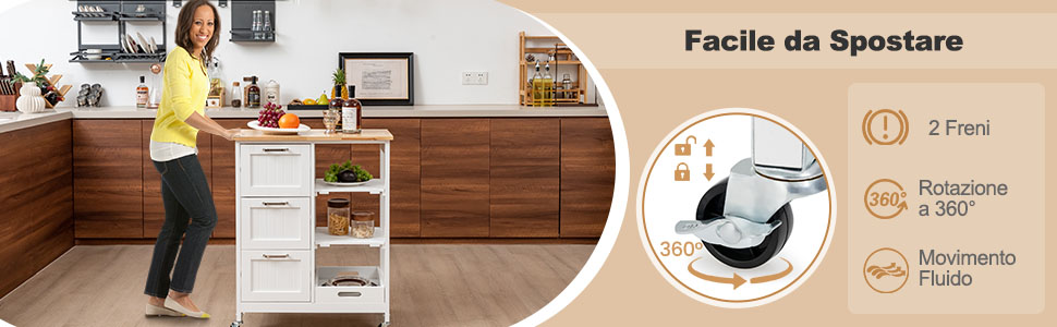 Carrello multiuso per cucina
