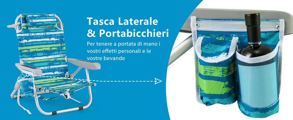 BAKAJI Sedia Campeggio Pieghevole, Portatile Sedia Pieghevole Ultraleggera con Borsa da Trasporto, Sedie Campeggio per Esterni, Giardino, Spiaggia, Pesca, Picnic, Viaggio, Escursioni