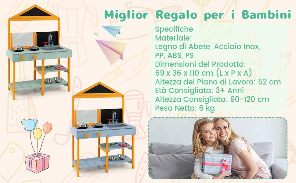 cucina in legno per bambini