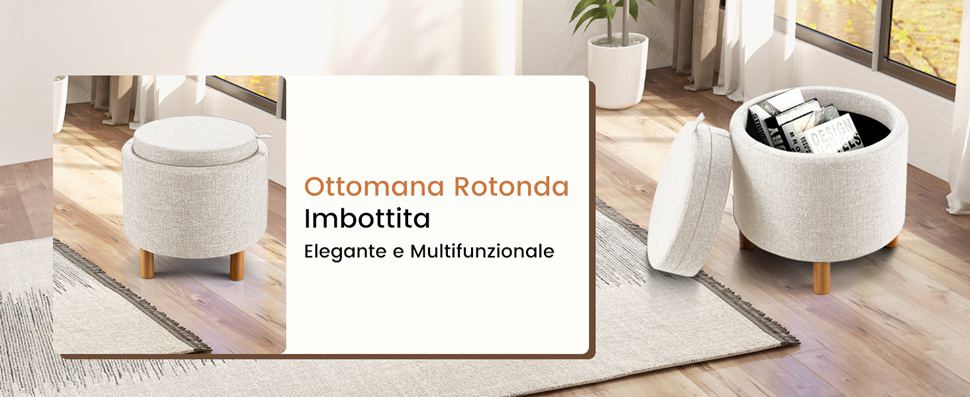 Pouf con Vassoio Rimovibile