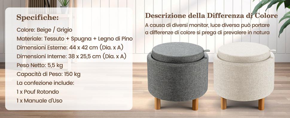 sgabello rotondo imbottito